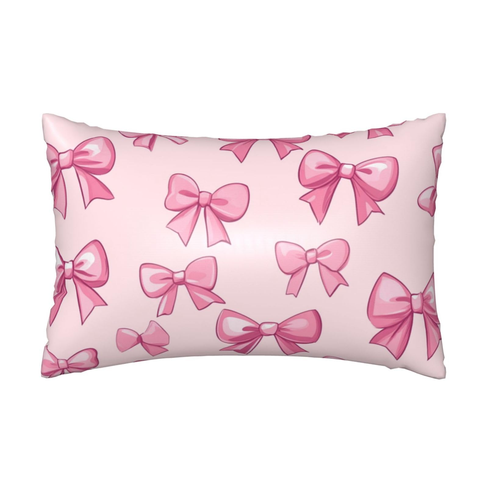 Cute Bows Satin Pillowcase Silk Pillow Cases for Hair and Skin Slipping Body Pillow Cover with Zipper Queen Size 20x30 Pillowcase Decorative for Kids Bedroom