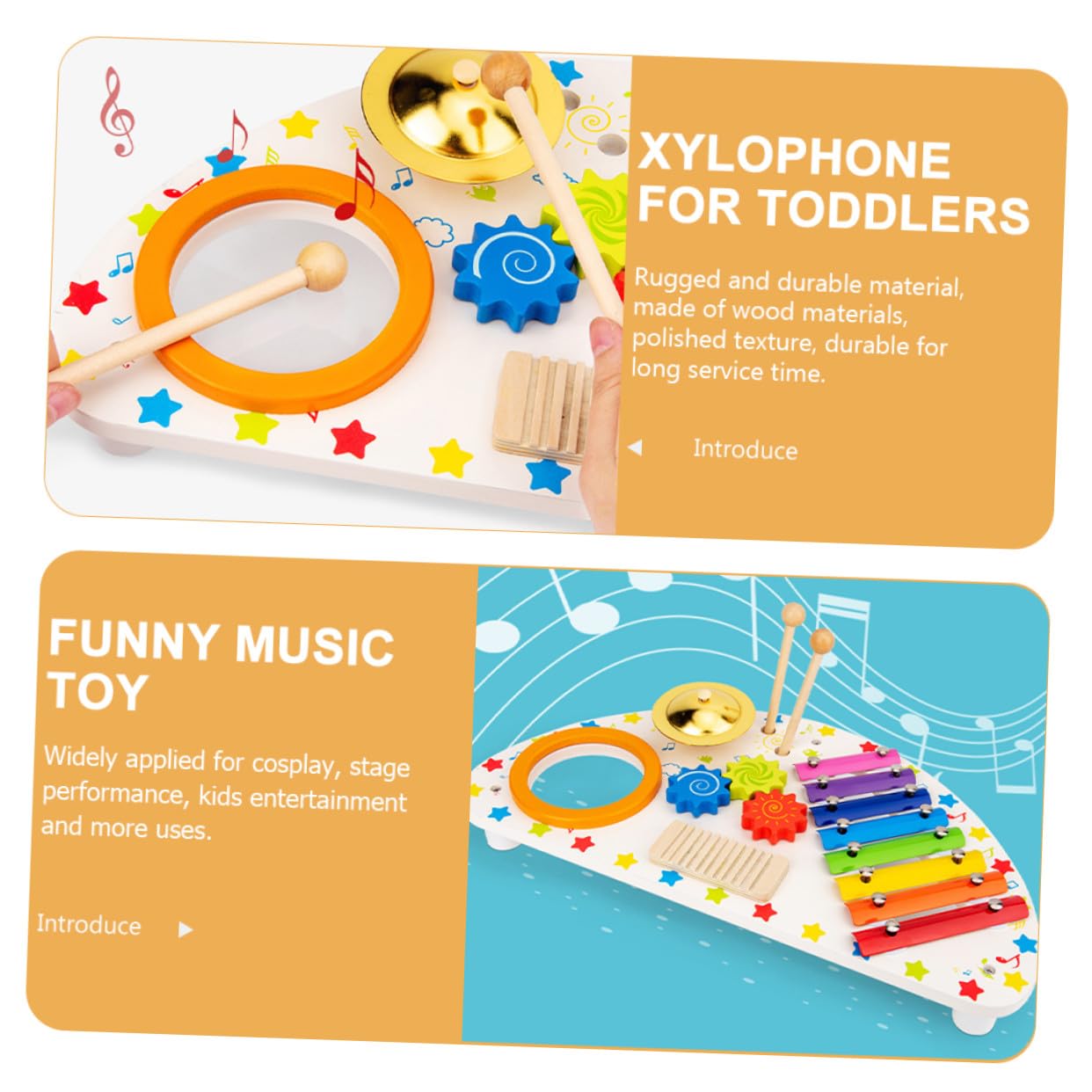 iplusmile Xilofono in Legno per Anni Giocattolo Percussione Educativo Strumento Musicale Sicuro e Durevole Gioco Montessori per Sviluppo Sensoriale e Creatività