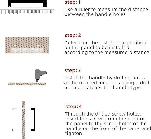 Miniatura 2 de 10 tiradores de gabinete negros cuadrados para gabinete, accesorios de cocina negros para cajones de aleación de aluminio (10, 7.56 pulgadas)