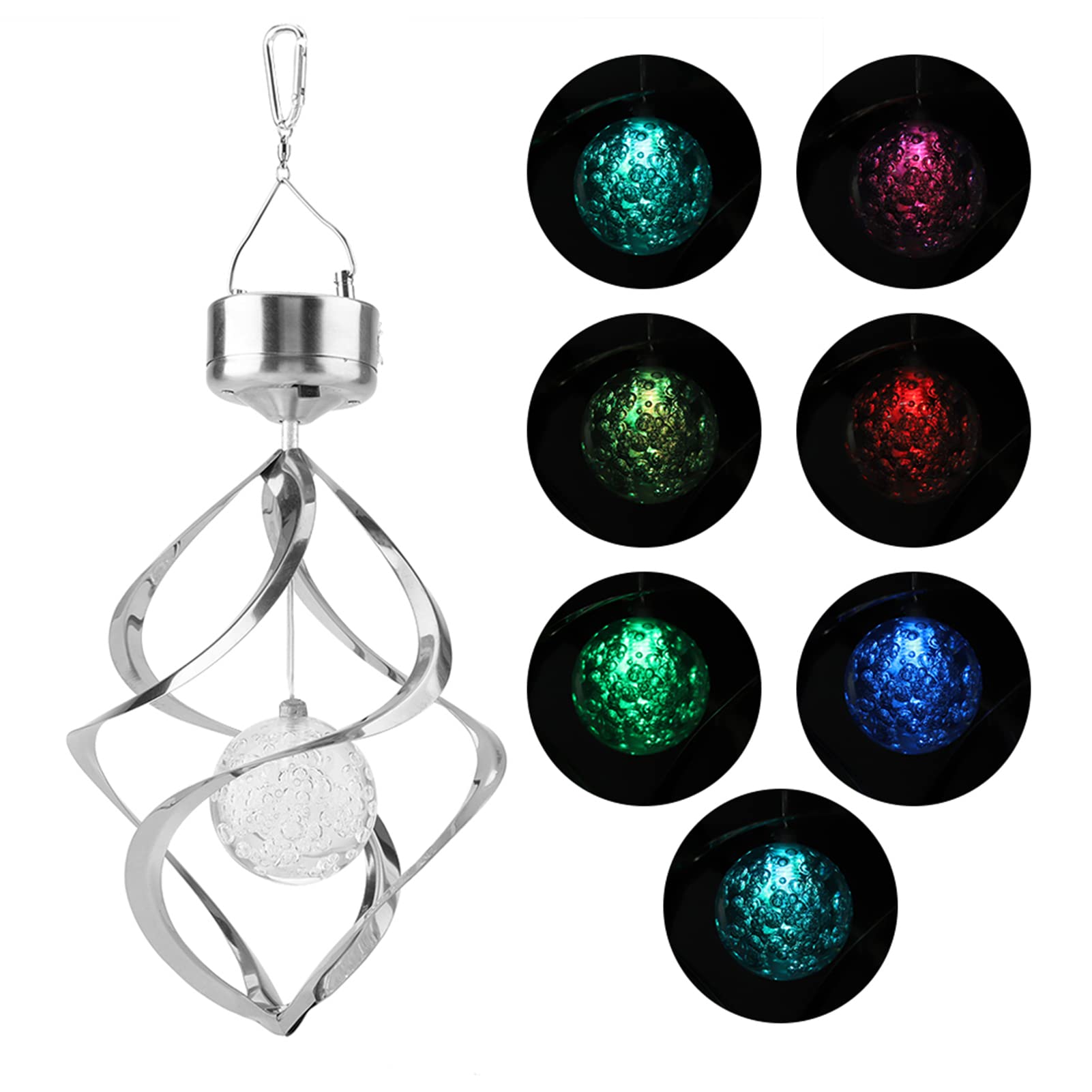 Carillon éolien LED solaire suspendu lampe de jardin lumineuse à couleur changeante