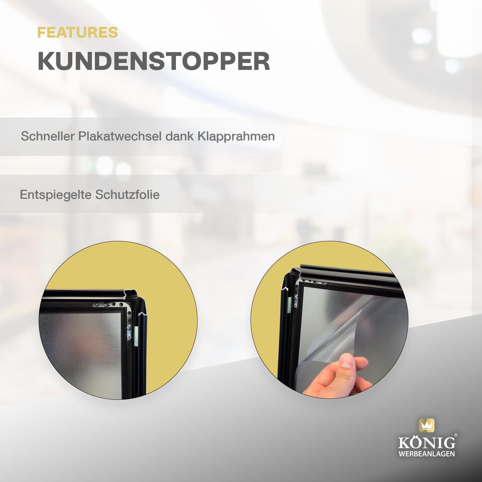 Plakatständer Keitum Black Line DIN A1 schwarz | beidseitig für 2 Plakate | Rückwand aus verzinktem Stahlblech | entspiegelte Schutzscheiben | wetterfest | Kundenstopper Gehwegaufsteller | Dreifke