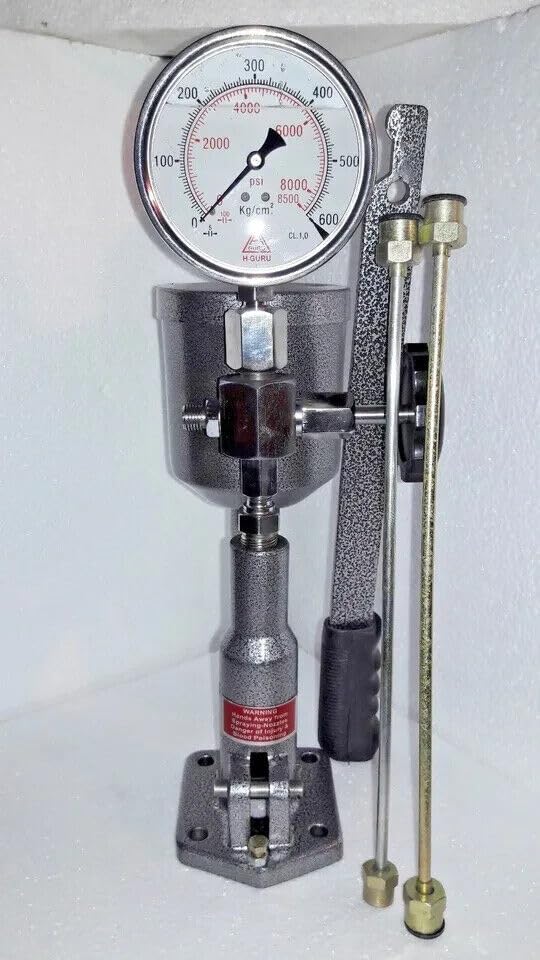 Diesel Injector Nozzle Tester Stainless Steel Gauge 600 Kg/8500 PSI & 420 Kg/6000 PSI – Heavy Duty Pressure Gauge, Bosch Design, Leakage & Spray Pattern Test Equipment