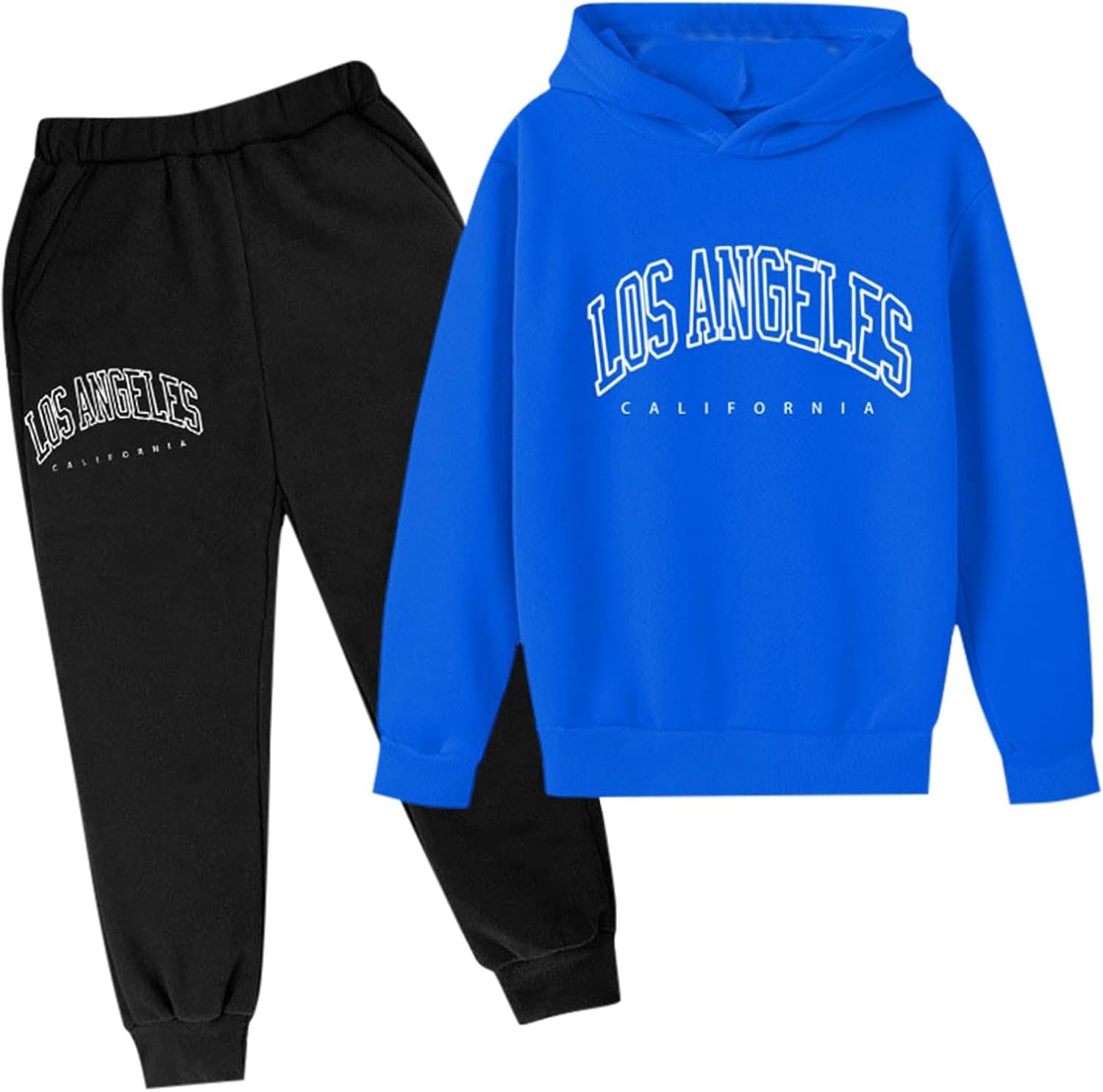 2 Piece Outfits for Girls Fall Cozy for Girls Kids Hooded Los Angeles California Letter Children Workout Track Suits