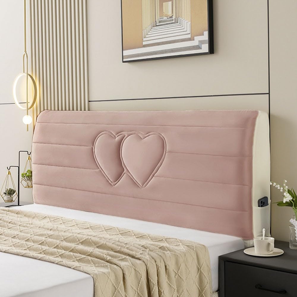 LSWKG Fundas Cabeceros，Funda para Cabecera De Cama Cubierta De Cabecero Súper Suave Terciopelo Grueso Algodón Acolchado Cubre Protectora para Respaldo Decoración De Dormitorio D,150cm