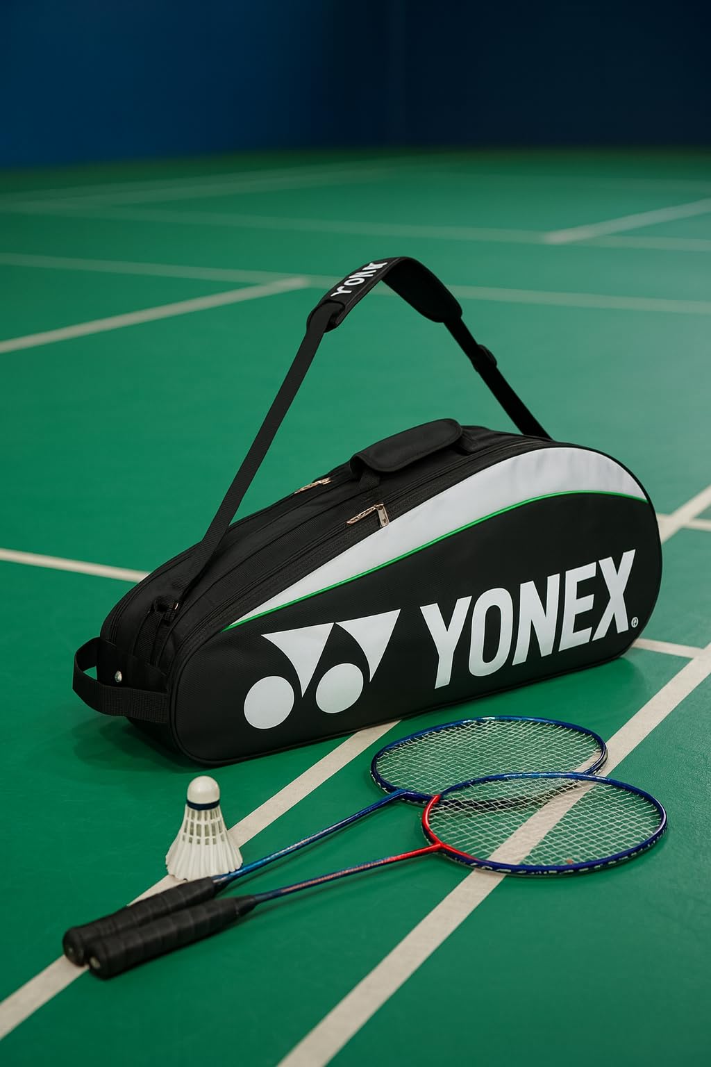 YONEX Badminton Tasche - Schlägertasche für Tennis, Badminton & Squashschläger Blau, Schwarz, Rot, Gelb, Rosa und Grün Badminton-Tasche, Platz für bis zu 6 Schläger + 3 Seitentaschen + Schuhfach