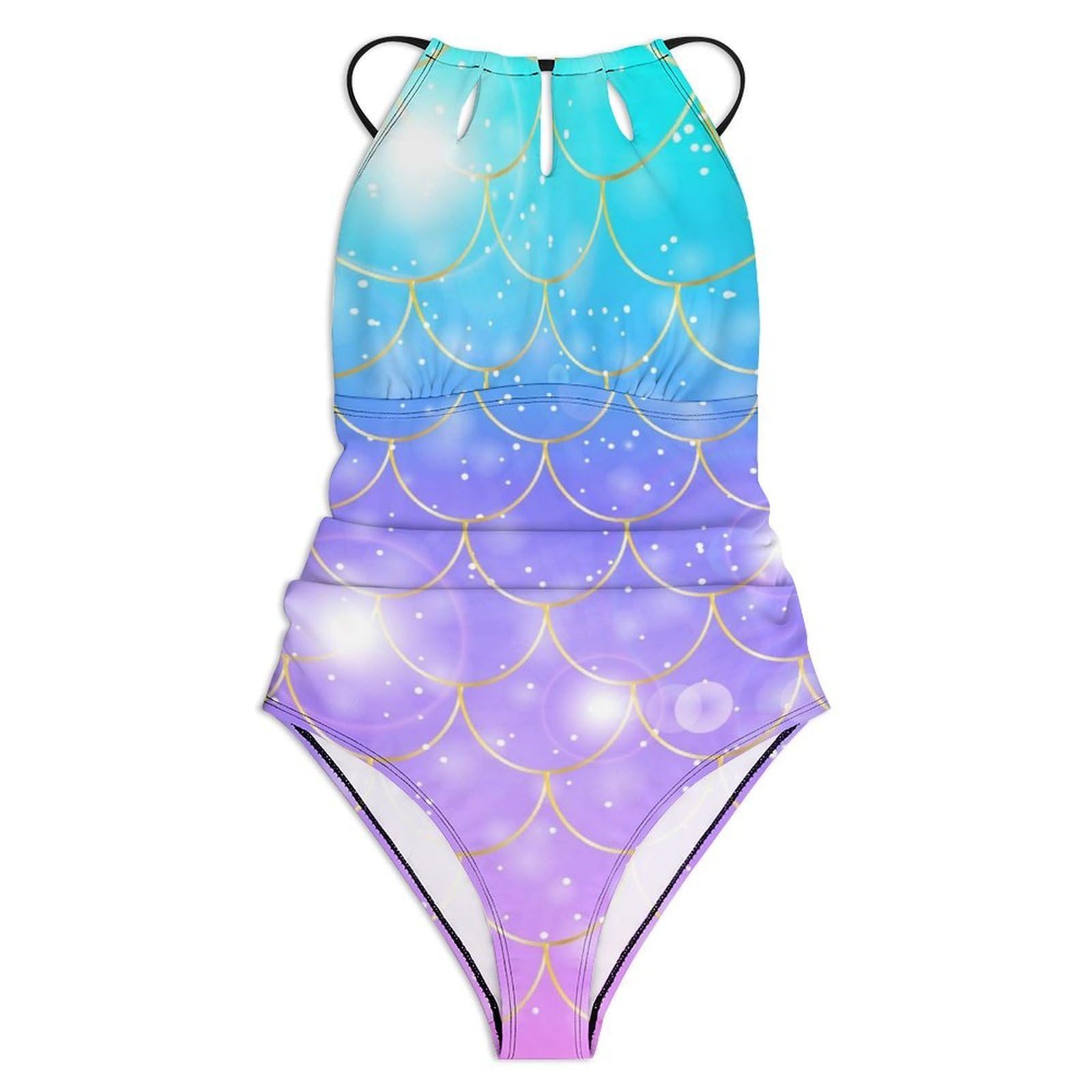 Meerjungfrauenflosse Damen Einteilige Badeanzug Bademode Bauchweg Swimsuit Schwimmanzug Tankini