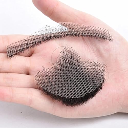 Miniatura 4 de 100% cabello humano atado a mano, con encaje invisible, barbas falsas, barba falsa y bigote para hombres, entretenimiento realista, drama, fiesta,