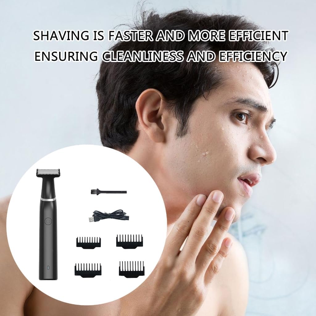 Body Hair Trimmer for Men Electric Groin Hair Trimmer Rechargeable Beard Trimmer Groomer Replaceable Head Waterproof