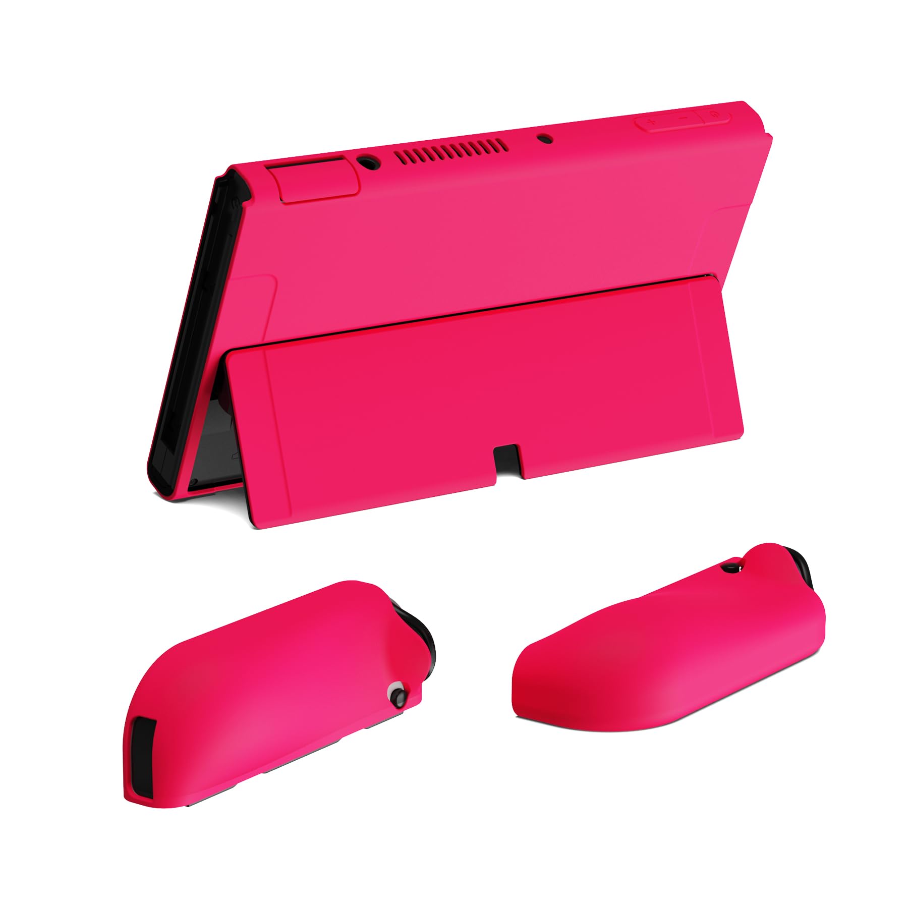 playvital ZealProtect Soft Protective Case for Nintendo Switch OLED, Flexible Protector Joycon Grip Cover for Switch OLED with Thumb Grip Caps & ABXY Direction Button Caps - Bright Pink — view 8