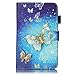 UUcovers for Samsung Galaxy Tab A 7.0 inch 2016 Case SM-T280/ T285 Folio Stand Smart PU Leather Magnetic Wallet TPU Shockproof Cover with Pencil Holder Card Slots [Auto Sleep/Wake], Golden Butterfly