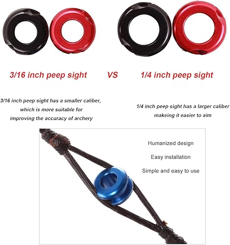 SPG Vista Peep de tiro con arco, 14" 316" de aluminio Peep Sight o tubo peep Sight con divisor de cuerda para arco compuesto de tiro con arco