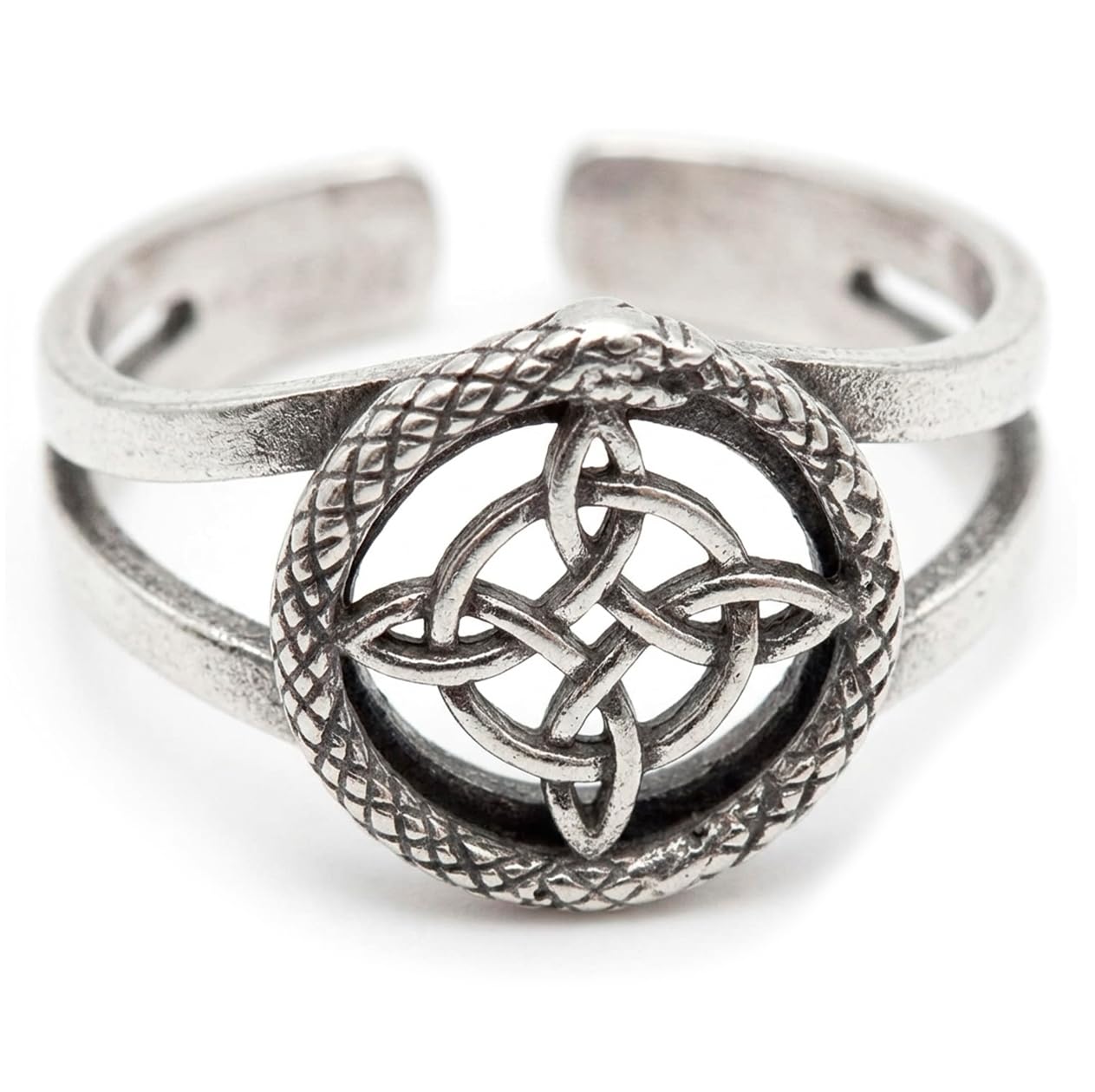 Only faith Pierścionek czarownicy ze srebra próby 925, celtycki design, regulowany rozmiar 6-8, celtycki uroboros Amulet ochronny