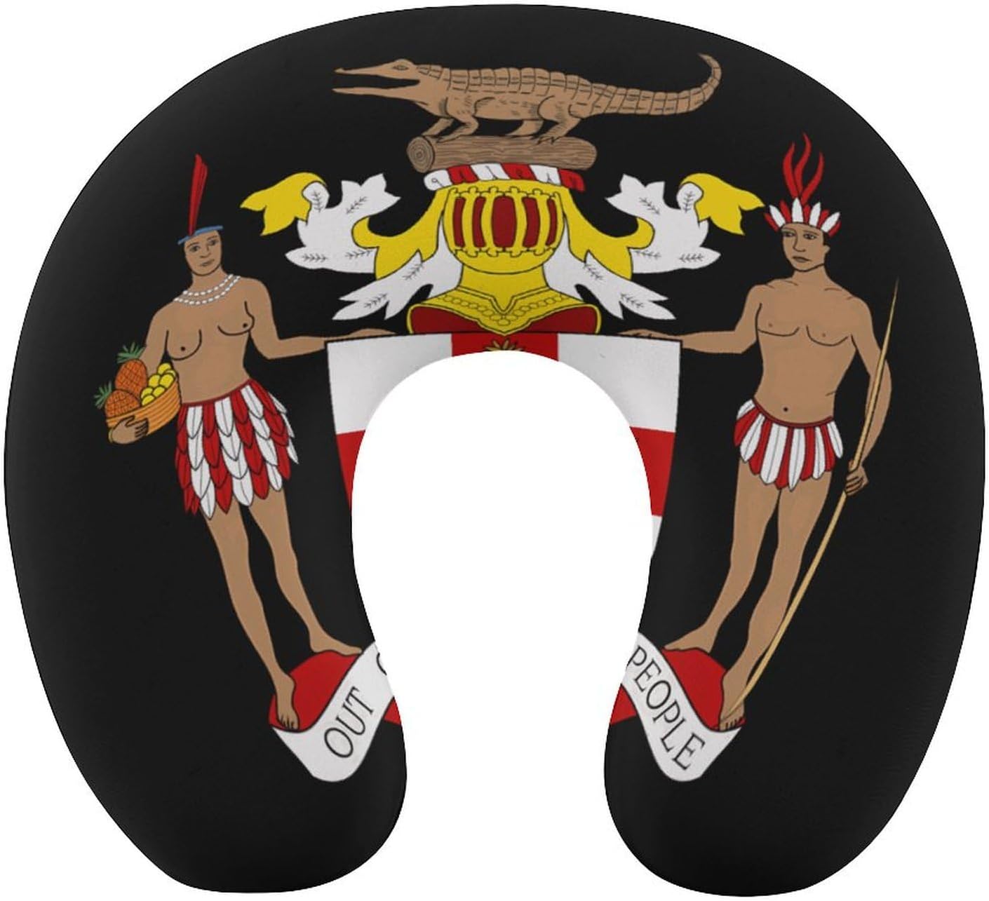 Coat of Arms of Jamaica Funny Travel Pillow U Shaped Memory Foam Neck Pillows Portable for Flight Car Home Office