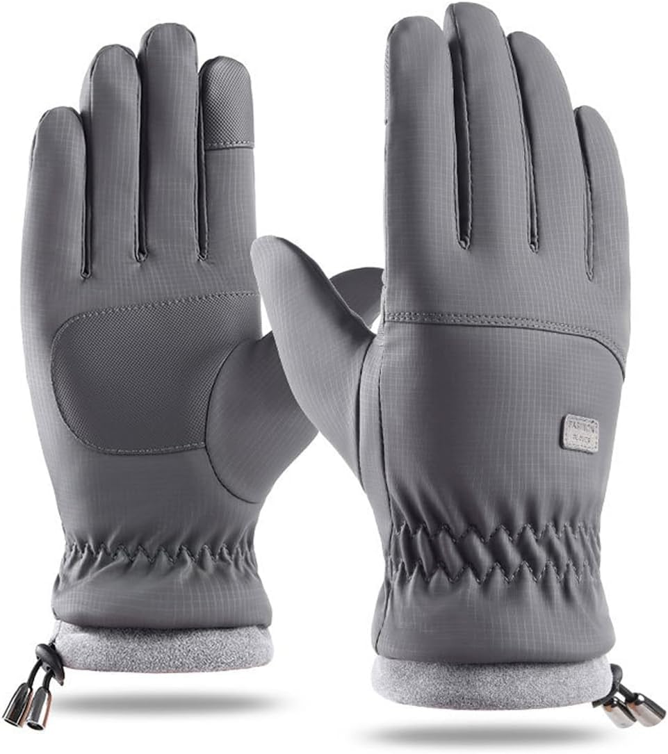 Winter Ski-Gloves for Men-Women Non-Slip-Plus-Velvet-Thickened Mitt Waterproof Cold-Weather Touchscreen-Cycling-Gloves S/M
