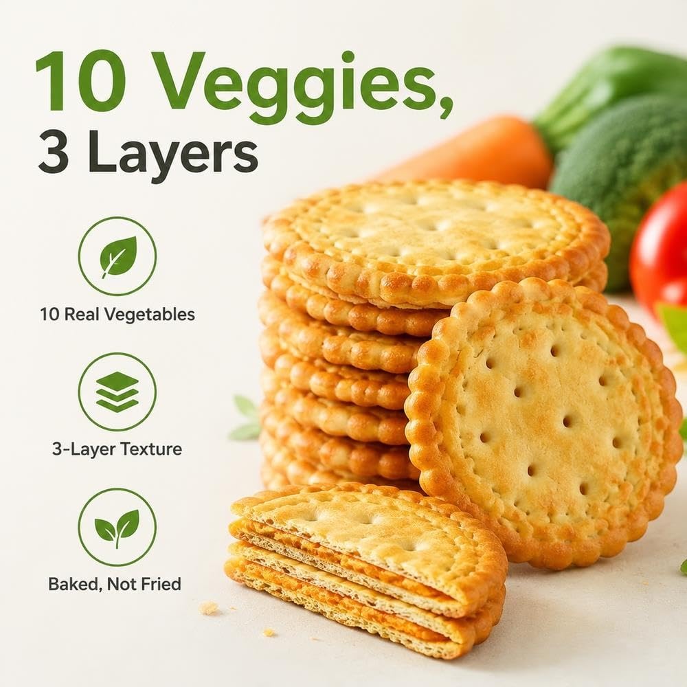 Mini galletas vegetales, snack crujiente al horno, 225 g*2