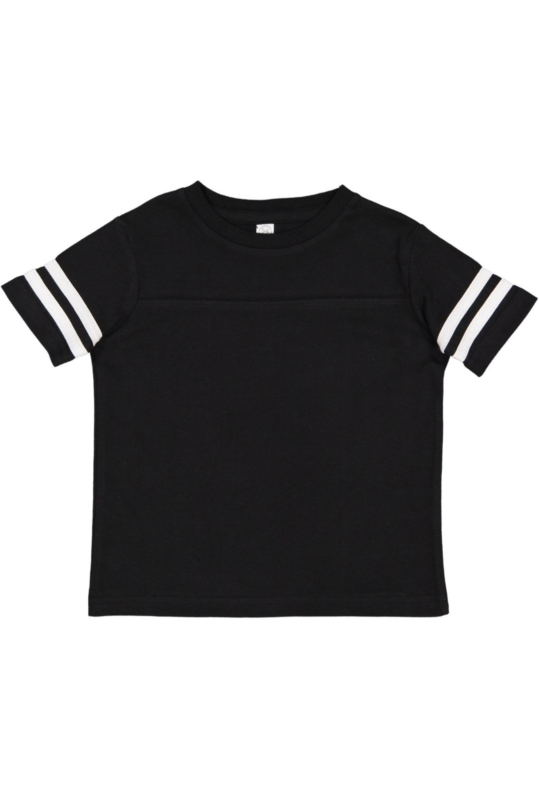 RABBIT SKINS Toddler Fine Jersey Short Sleeve Football Tee, Black/White, 2T