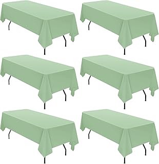 6 Pack Tablecloth 60 x 102 inch Polyester Table Cloth for 6 Foot Rectangle Tables,Stain and Wrinkle Resistant Washable Fab...
