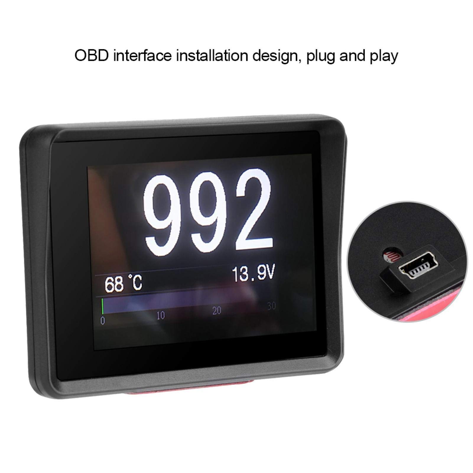 KIMISS Display HUD OBD2 Multifunzione - Monitor Temperatura, Tensione, Velocità E Consumo Auto - Cancella Codici Errore - 3