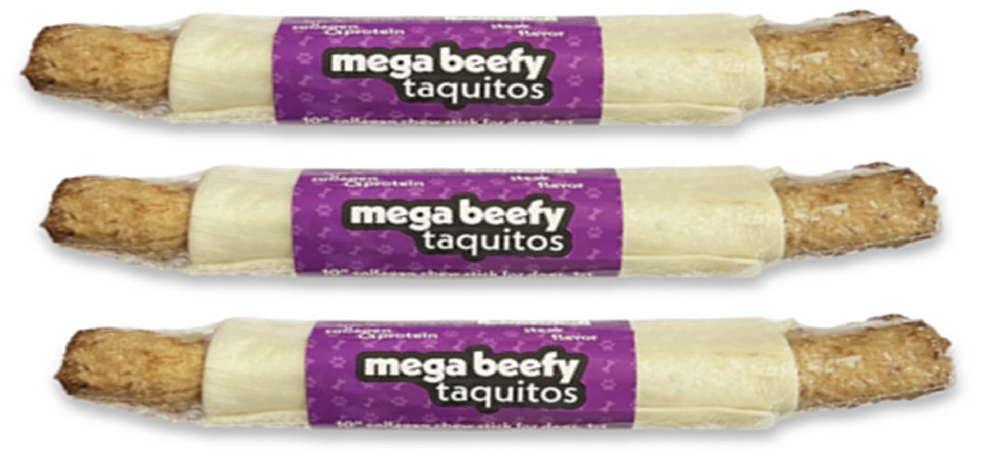 Frankly Original Pet - Steak Flavored Collegen Packed Beefy Taquito Stick for Dogs Pack of 3 (Long Lasting Chews, Treats, Bones for Aggressive Chewers