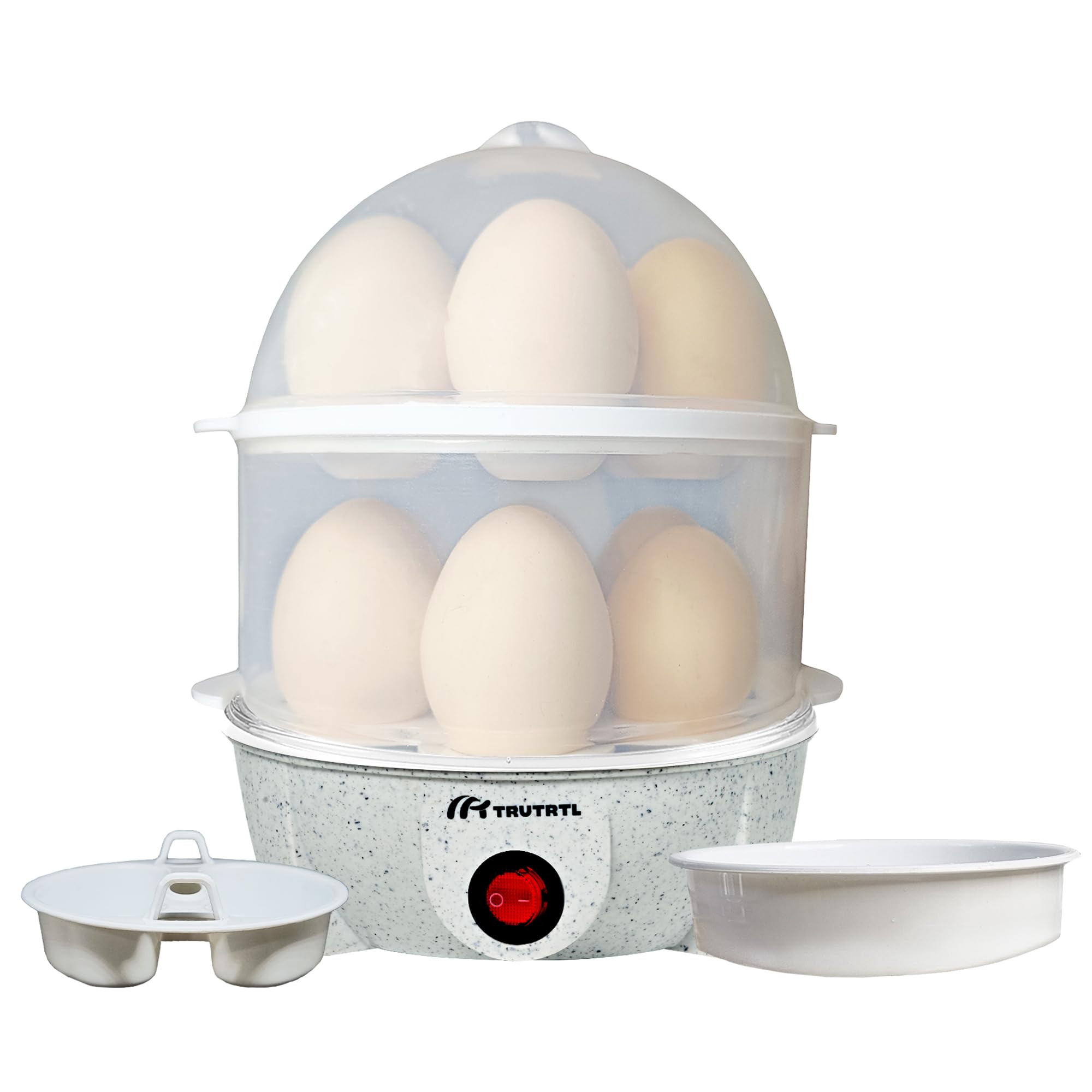 truTRTL 4 in 1 electric egg cooker | Boils upto 14 eggs | Poacher | Omelet maker | Vegetable steamer, dumpling & More | Marble