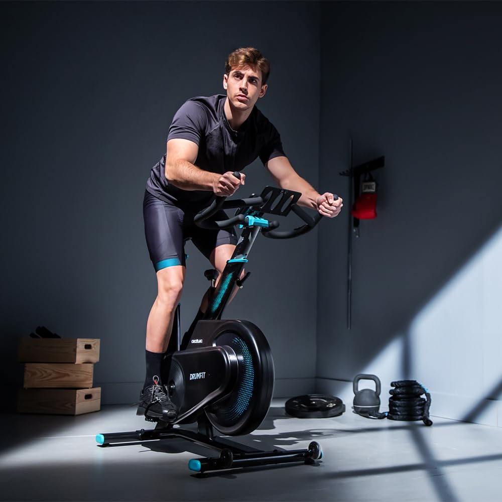 Cecotec Bicicletta Indoor DrumFit Indoor 7000 Magno Connected Resistenza Magnetica, Connettività Bluetooth, Design Compatto, Sella e Manubrio Ergonomici e Regolabili, Display LCD