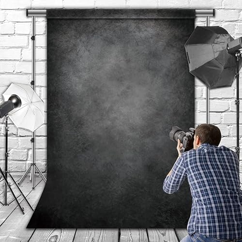 Swepuck 6.5X10Ft Soft Fabric Dark Black Abstract Photography Backdrop With Pole Pocket Newborn Portrait Headshots Background Supplies Photo Studio Booth #TOP1