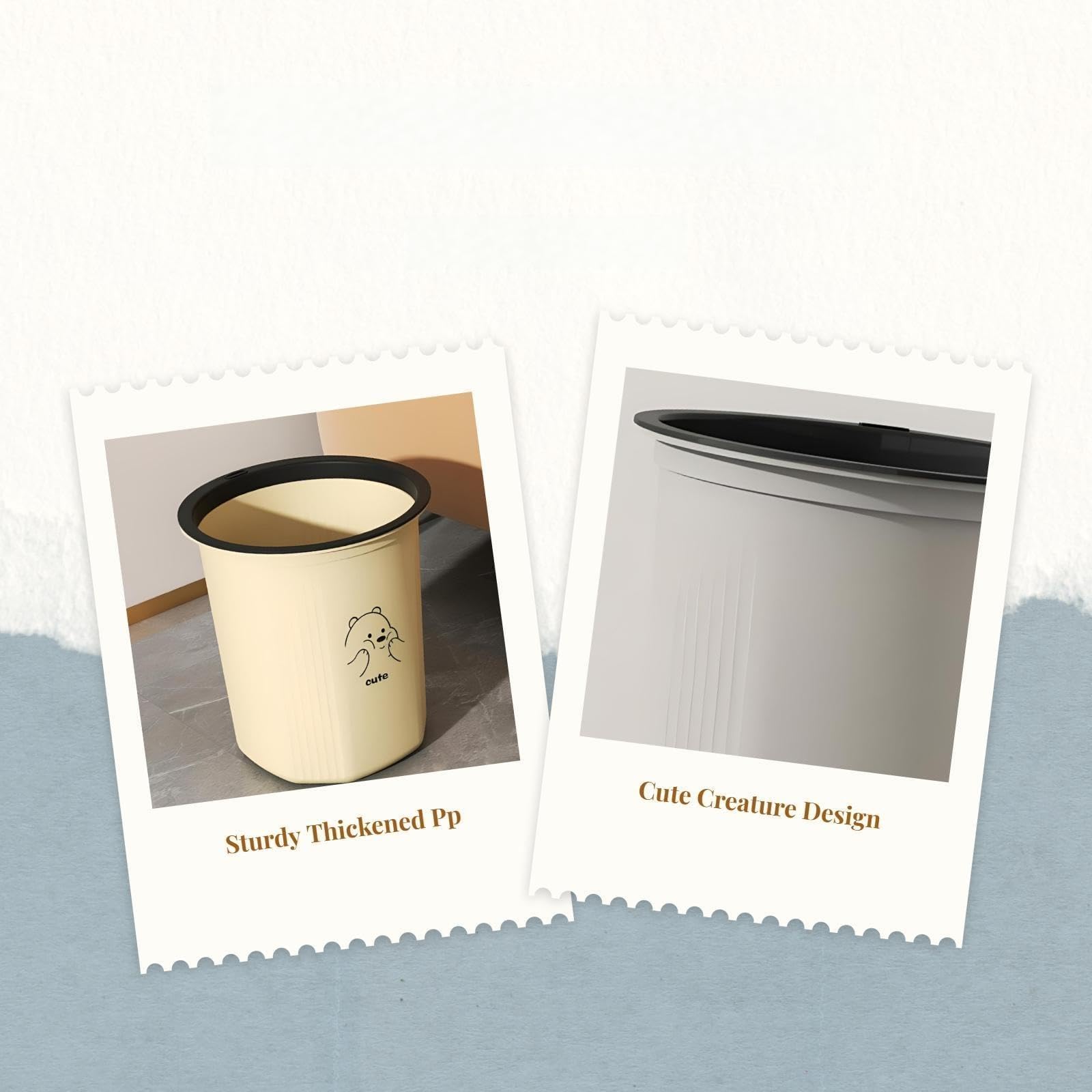 Trash Can, Large Cream Waste Bin, Kitchen, Bathroom, Office Gray 1 Pack