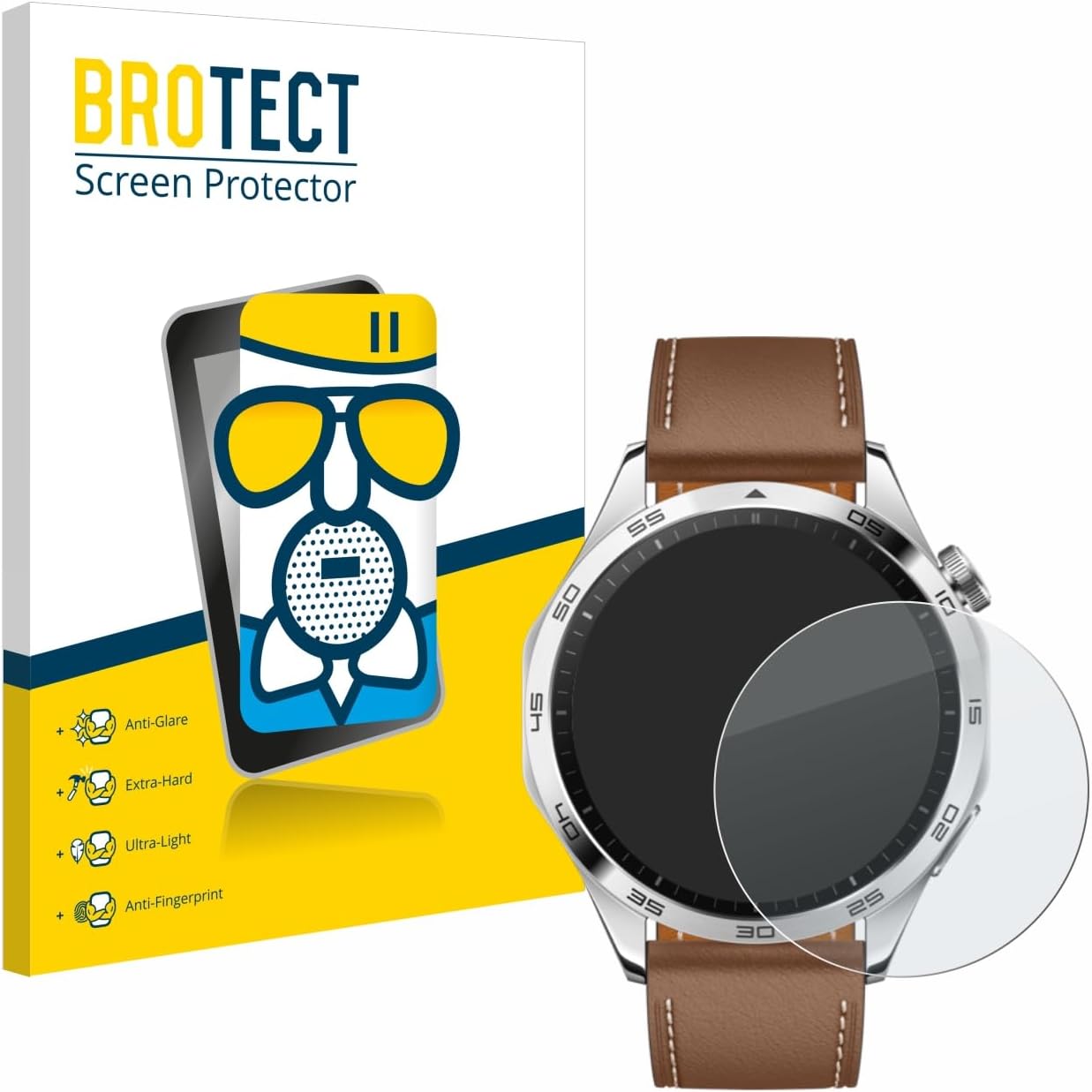 BROTECT Anti-Glare Glass Screen Protector Matte Compatible with Huawei Watch GT 4 (46mm) - Anti-Scratch 9H Protection Film