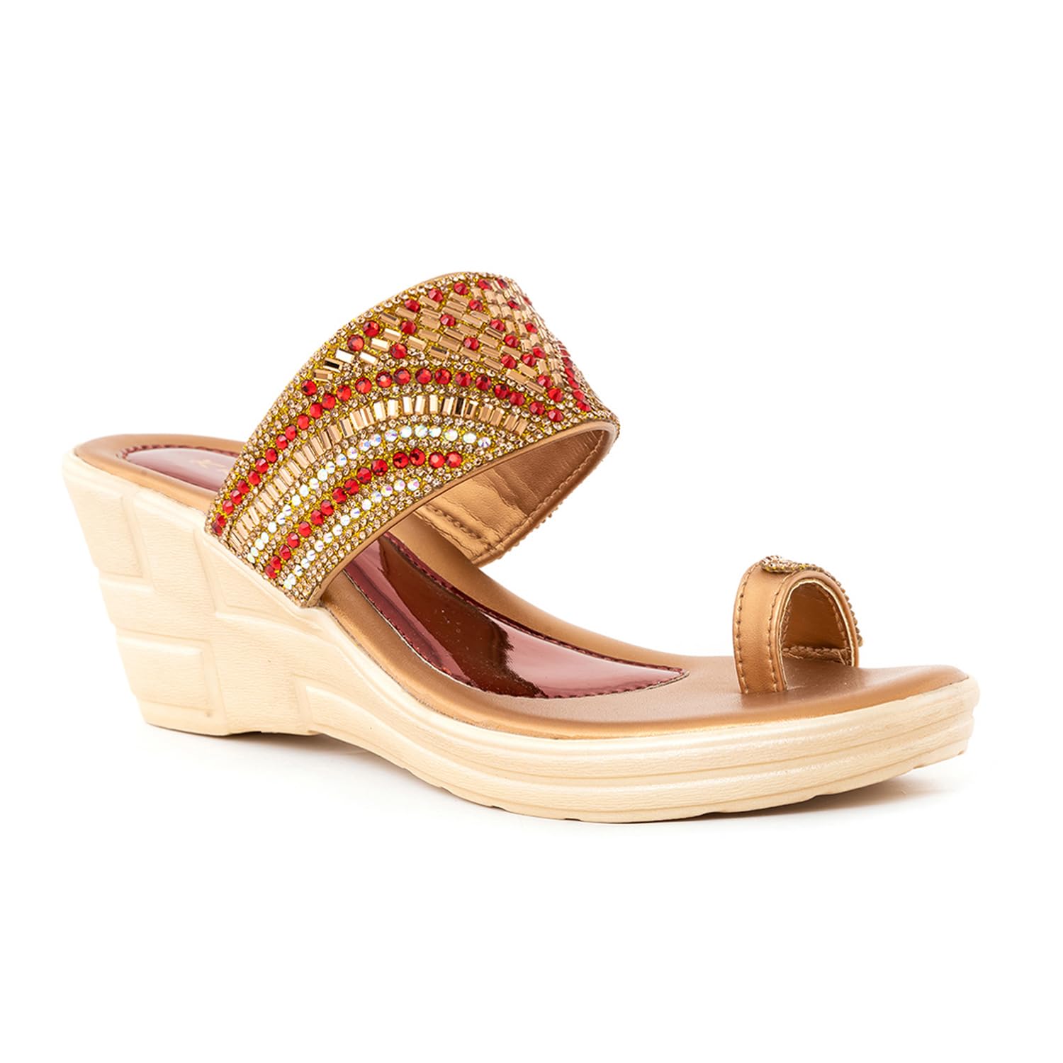 Khadims Gold Wedge Heel Slip On Sandal for Women (6511324) (B0CZXV4MGH) Amazon Price History, Amazon Price Tracker