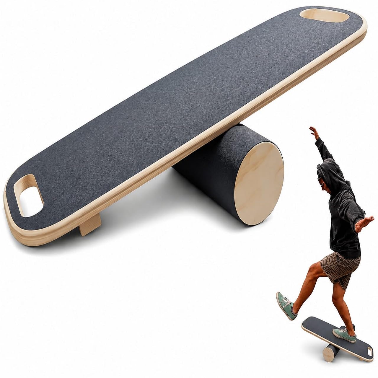 B Fit Balance Board Sports Trainer, Surf Trainer Board | Crafted from durable wood material, this built to withstand daily workout sessions-image-29
