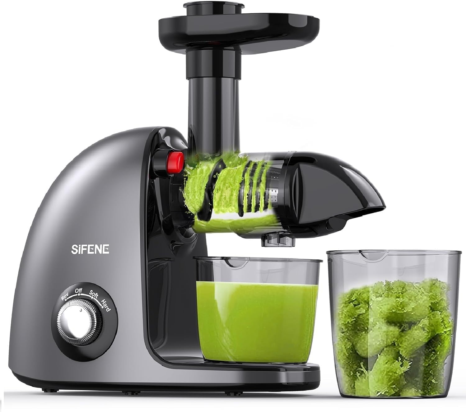 SiFENE Cold Press Juicer Machine Compact Single Serve Slow Masticating Juicer Vegetable and Fruit Juice Extractor Maker Squeezer