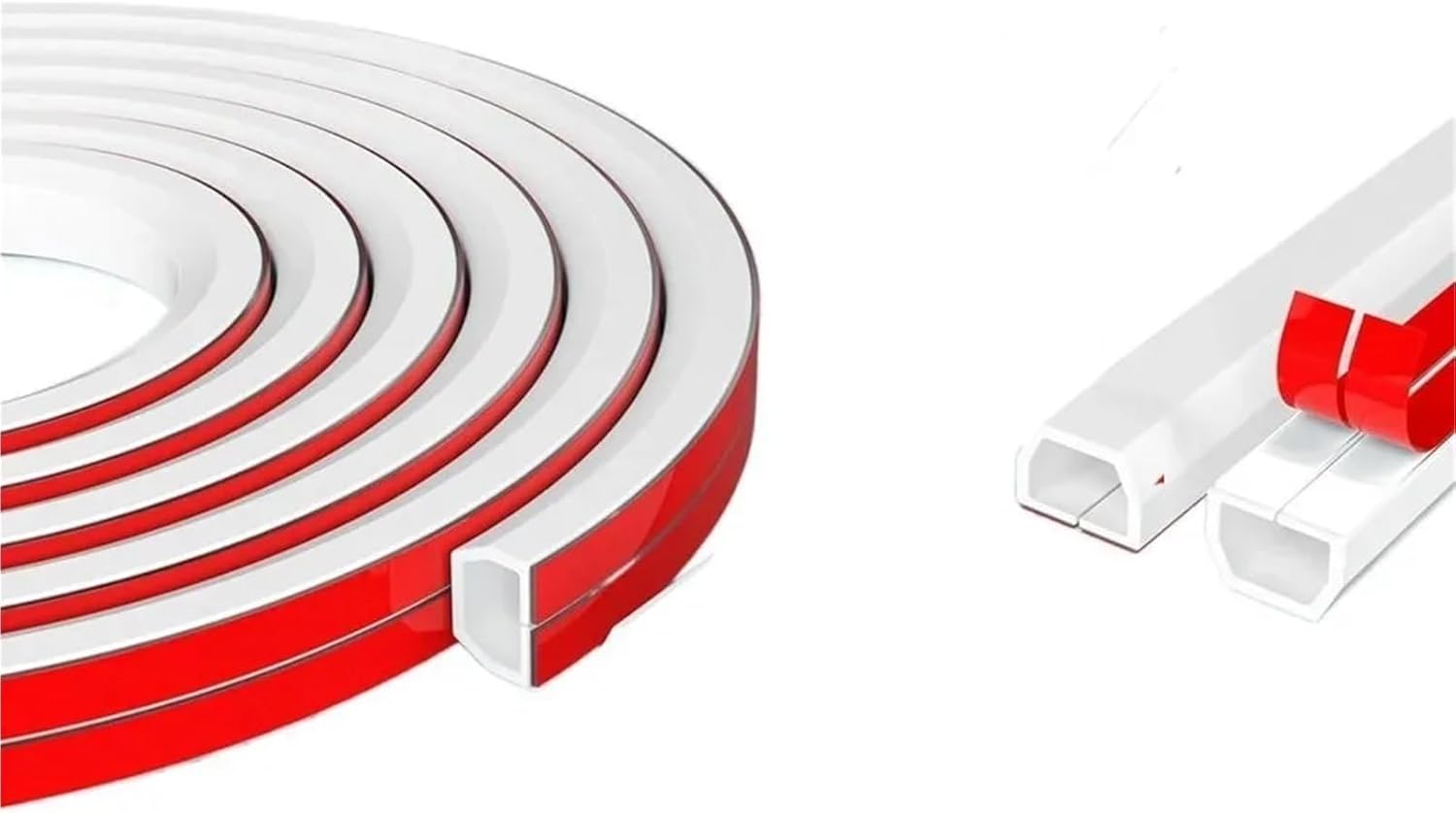 Floor Cord Cover 1PC 2M Arc Anti-Extrusion Floor Cord Cover Self-Adhesive Power Extension Wiring Duct Cable Protector Home Outdoor Wire Organizer(White Trapezoid)