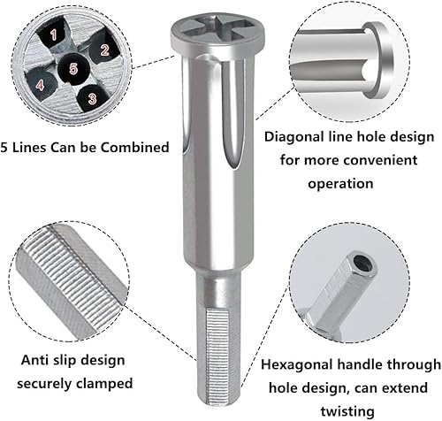 Miniatura 4 de Herramienta de torsión de alambre de 0.236 in, vástago hexagonal, pelacables y tornado, herramienta de pelado de cables de 2 a 6 vías, tuerca de