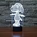 Snoopy 3D Lamp Night Light Touch Table Desk Lamps, Elstey 7 Color Changing Lights with Acrylic Flat & ABS Base & USB Charger