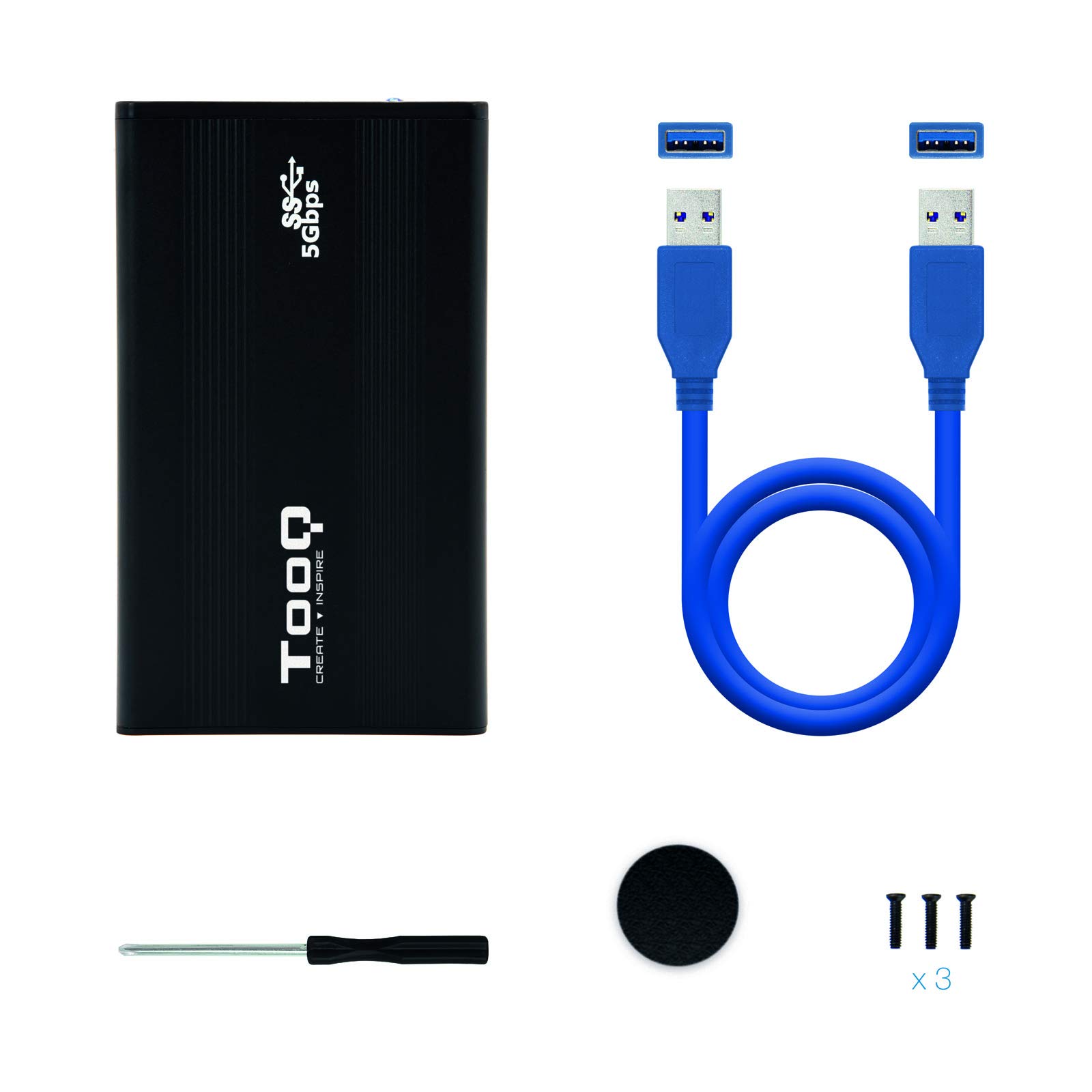 TooQ TQE-2524B Enclosure HDD 2.5" Nero storage drive enclosure, Hard disk meccanico