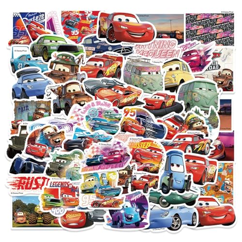 50pcs Cartoon Movie Cars Stickers Vinyl Waterproof Princess Decal for Water Bottle Laptop Sticker for DIY Decorate Bumper Phone Hard Hat Teens Gifts...