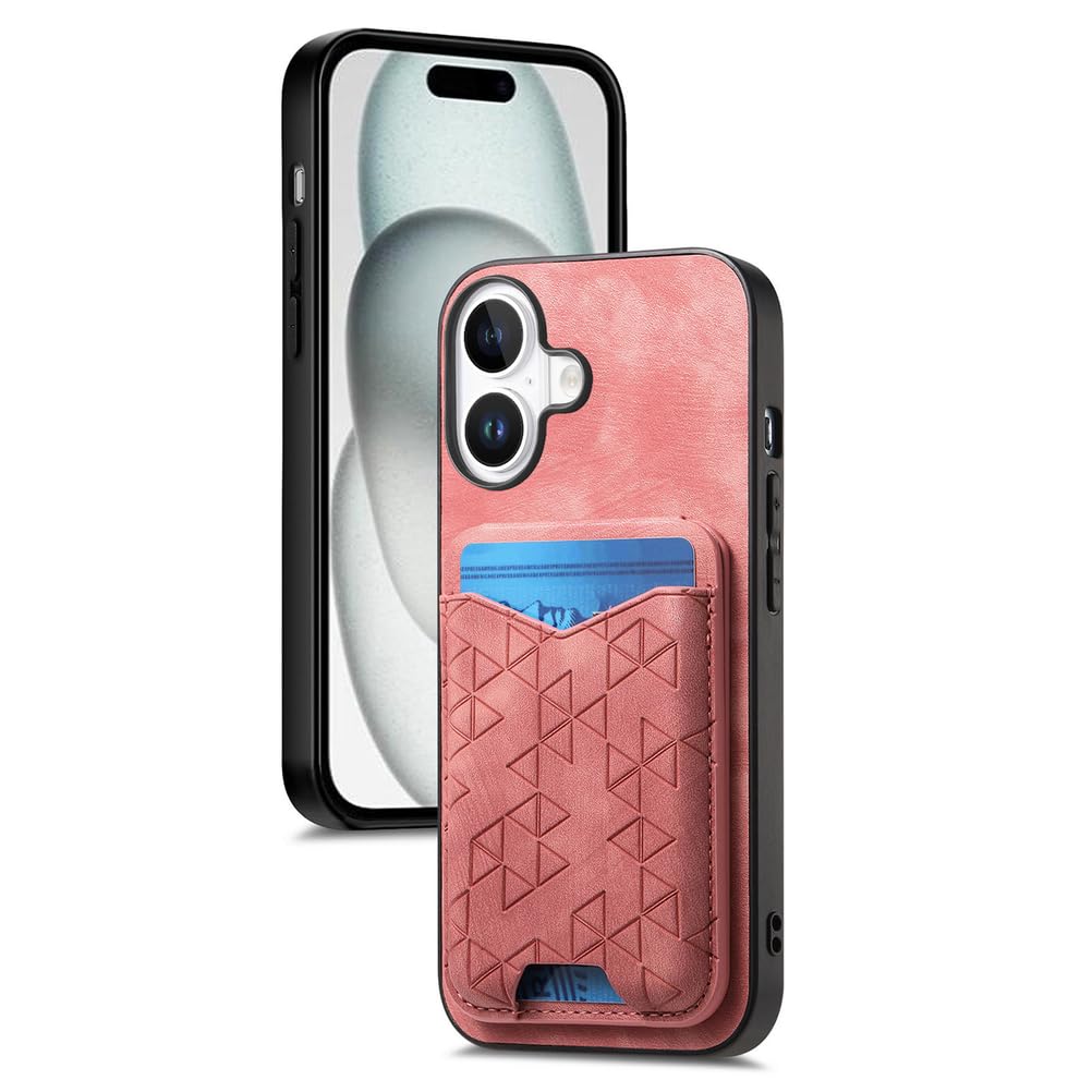 Portefeuille coque iPhone 17 étui cuir rose avec fonction support et porte-carte