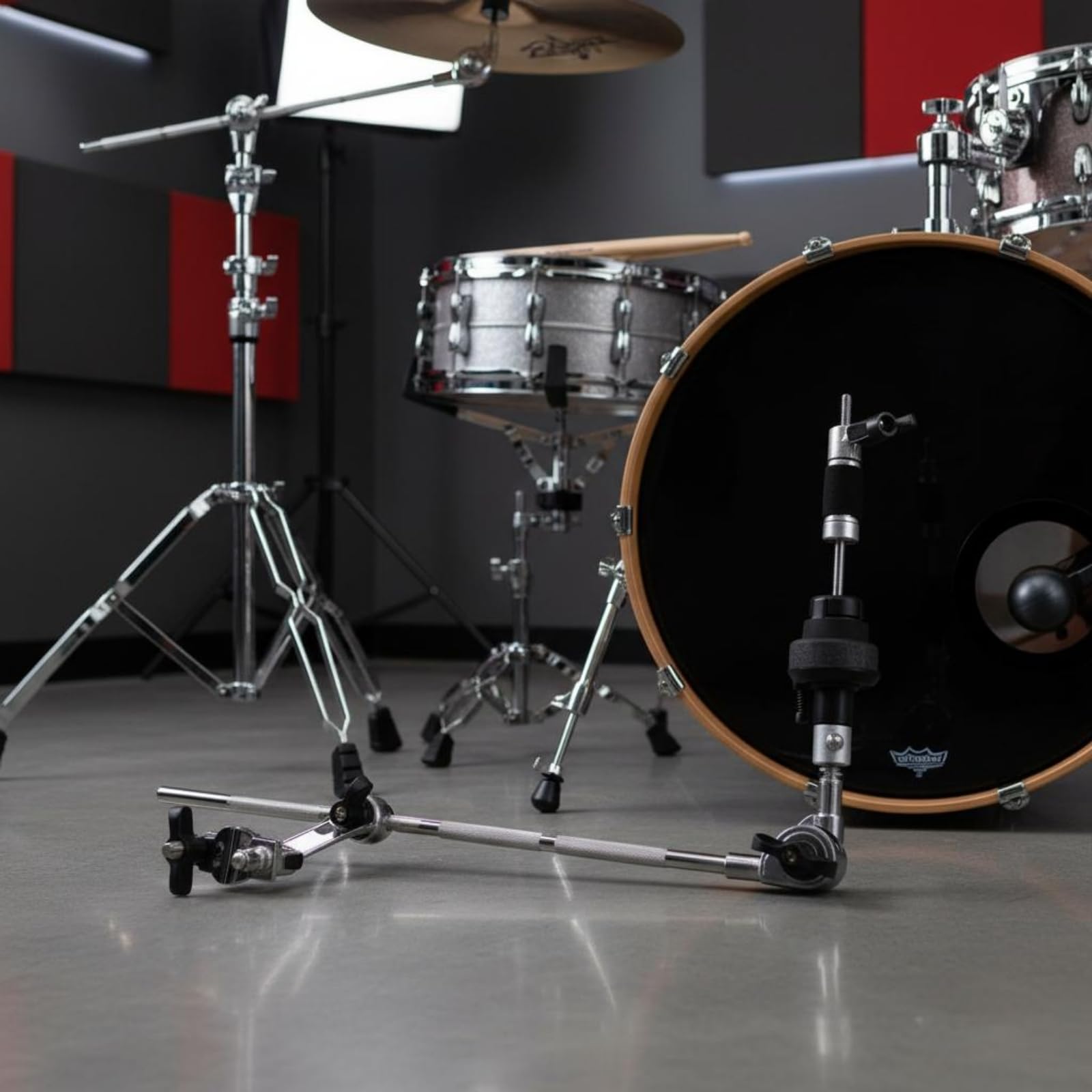 Amagogo Cymbal Stand Adjuster Braccio per Piatto Asta Regolabile Morsetto per Supporto Accessorio Batteria Struttura Cilindrica Segmentata con Staffa di