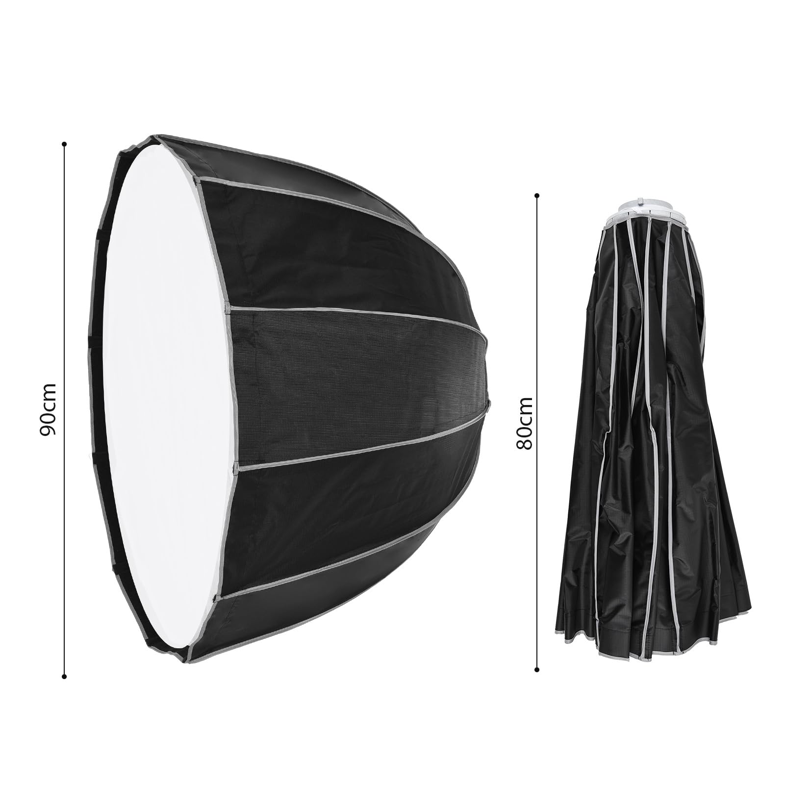 Andoer Parabolic Softbox 90 cm, multiuso, Softbox Bowens, Quick Release Studio Reflection Softbox con diffusore, griglia a nido d'ape, borsa per ritratti, interviste, film