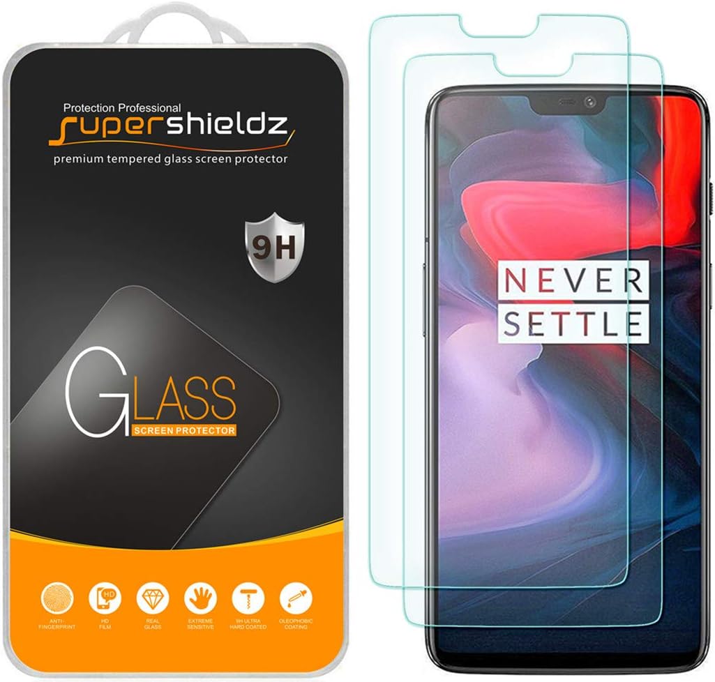 [2-Pack] Supershieldz for OnePlus 6 Tempered Glass Screen Protector, 03mm Anti-Scratch, Bubble Free, Lifetime Replacement