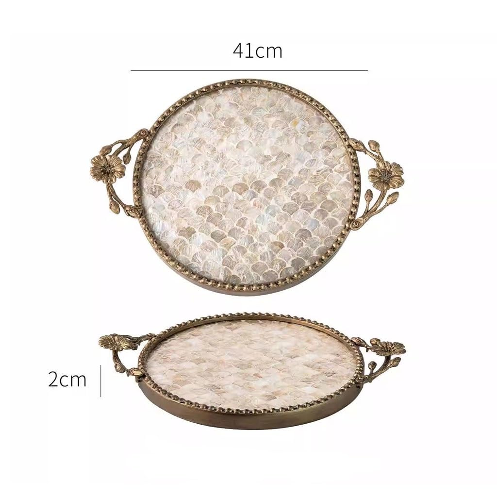 Bandejas Servir Comida Bandeja Decorativa De Concha Creativa con Asa, Té, Almacenamiento Productos For El Cuidado La Piel Mesa Cama(B)