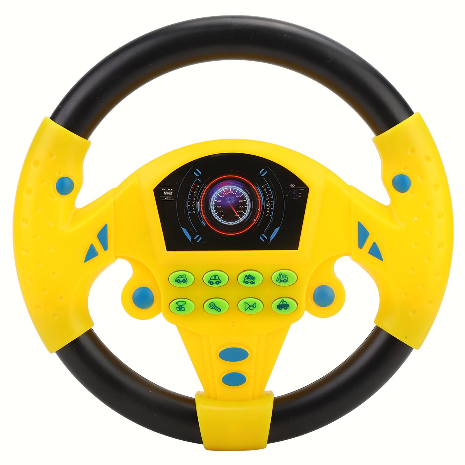 Small Steering Wheel Toy Baby Educational Copilot Steering Wheel Music Children Intelligent Toy Simulation Car Driving Toy for Kids Gift (Yellow)