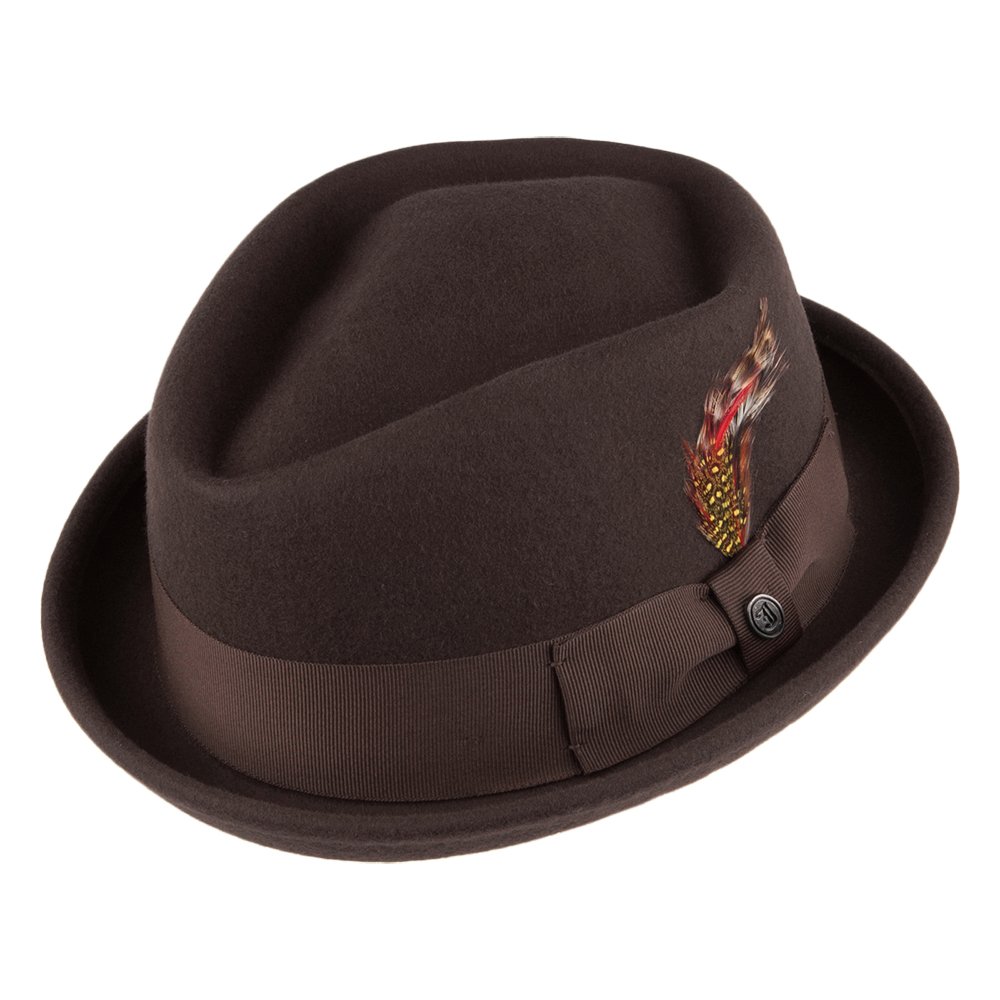 Jaxon & James Men's Brown Crushable Diamond Crown Pork Pie Hat - Large