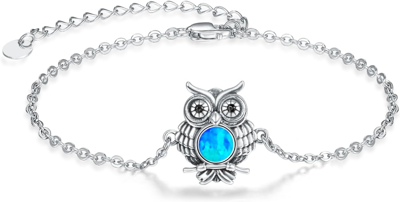 Palpitate lpitate Owl Bracelet for Women S925 Sterling Silver Owl Bracelets Jewelry for Lovers'Christmas Gifts