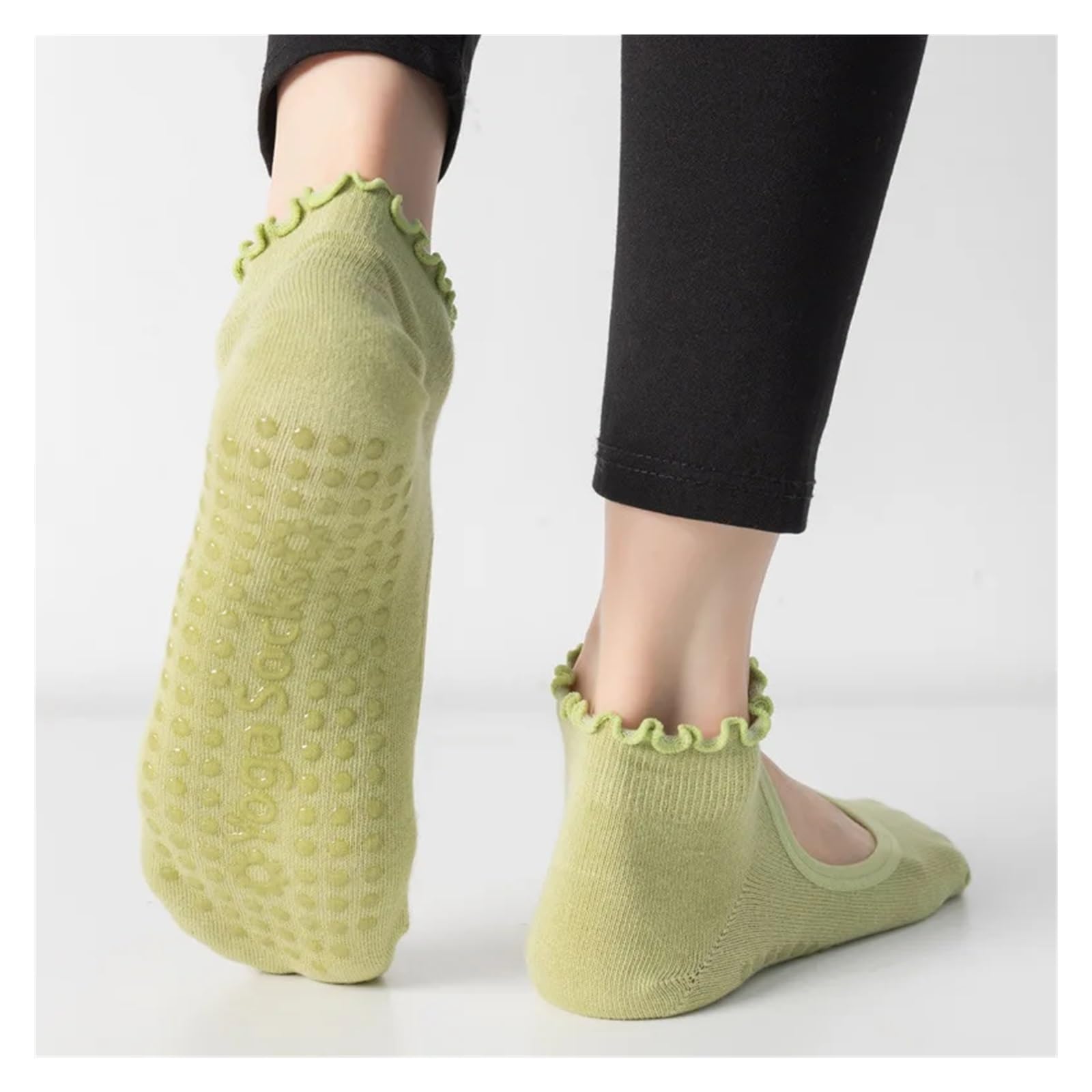 Calcetines de Yoga for Mujer, calcetín de Tobillo bajo con Agarre de Lechuga de algodón, Antideslizante, de Silicona, Deporte de Baile, Ballet, Pilates para Yoga Pilates Gimnasio(Black)