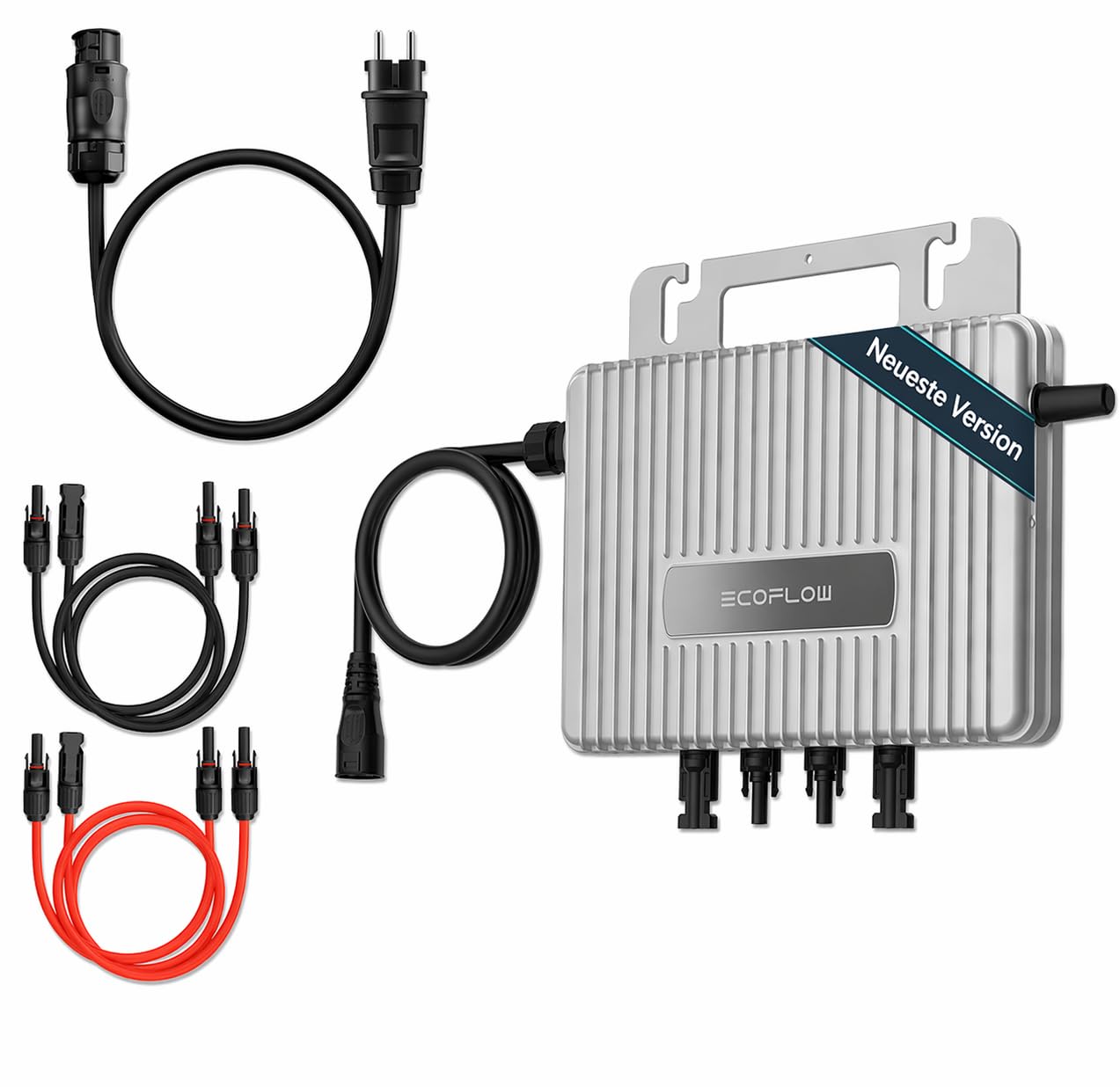 EcoFlow Stream Mikro-Wechselrichter 800W – Solar-Wechselrichter für Balkonkraftwerk, 2 MPPT, inkl. AC- & DC-Kabel, WLAN & Bluetooth, App-Steuerung, IP67, 10 Jahre Garantie, Plug & Play