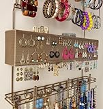 Longstem Hanging Jewelry Organizer #7100 in Bronze Over the Door/Wall Holds Over 300 Pieces All in One Jewelry Storage for Earrings Necklace Bracelet and Watches