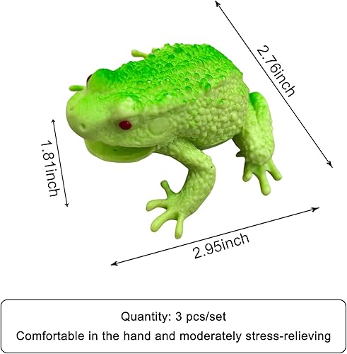 Miniatura 3 de Juguetes para apretar, 3 unidades, rana verde, juguetes para ansiedad de rana antiestrés, para niños y adultos, bolas de alivio del estrés para giif