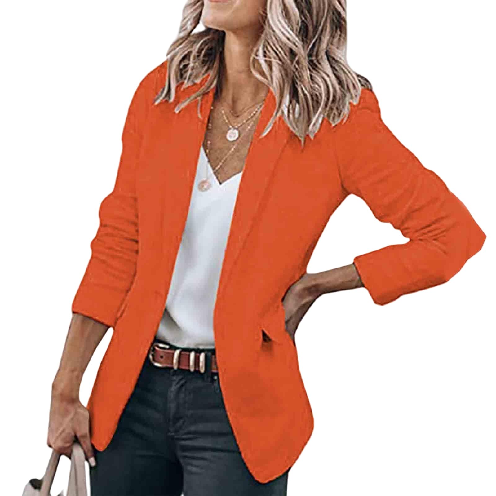 Canbebig Womens Casual Blazers 3 4 Sleeve Suit Jackets Lapel Collar Button Blazers Dressy Business Long Sleeve Office
