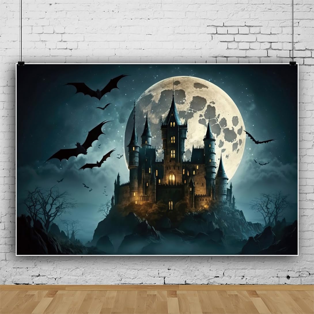 Fond D'halloween Avec Maison Hantée Et Chauves-souris Illustration